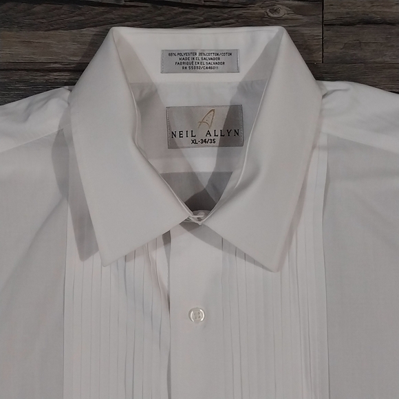Neil Allyn Mens XL Dress Tuxedo Shirts Long Sleeve Button Pleated Formal Shirt - Picture 1 of 8